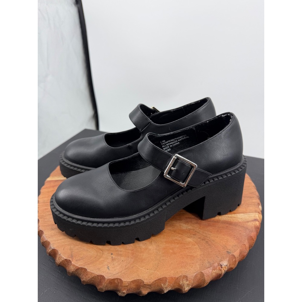 Madden Girl Thompkins Mary Jane Shoes Womens 7.5 Black Chunky Platform Lug Sole - Picture 4 of 9